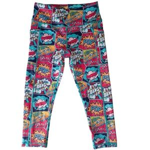 Constantly Varied Gear Knockout Comic Book Leggings Small Colorful Pocket